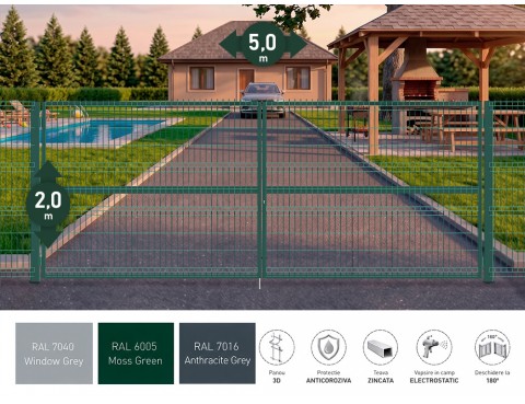 Poarta metalica batanta OPTIMA 3D H-2,0m L-5,0m