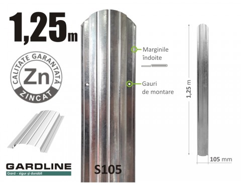Ștacheta metalica zincată S105 H-1,25m