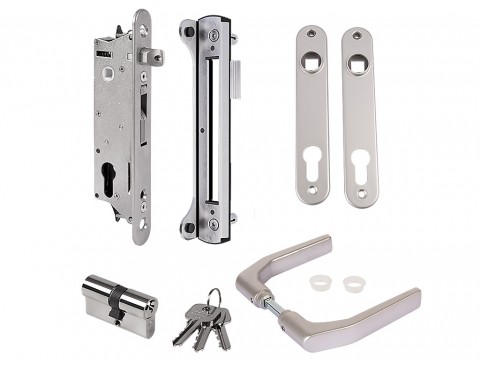 FIFTYSET 50U JA – Set complet cu broască și plăcuță de închidere, destinat porților din oțel, aluminiu sau PVC
