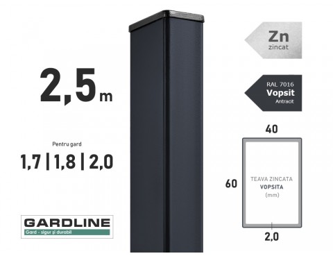 Столб оцинкованный 60x40x2,0мм L-2,5м RAL 7016