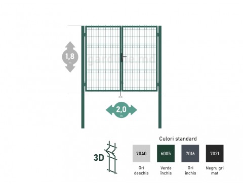 Poarta OPTIMA 3D H-1,8m L-2,0m (D80)