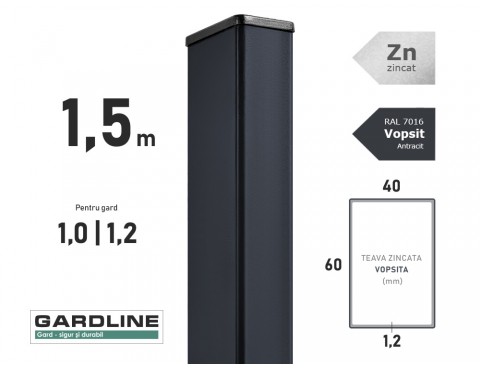 Столб оцинкованный 60х40x1,2мм L-1,5м RAL 7016