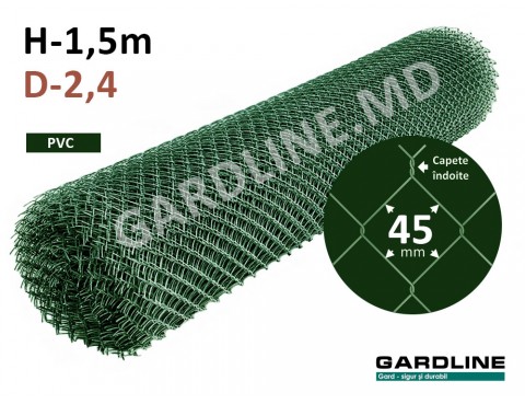 Plasă Rabiț PVC verde 45х45mm D-2,4mm H-1,5m L-10m