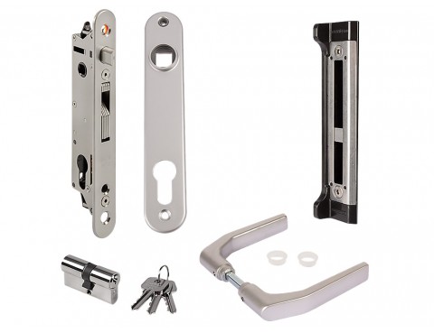 FORTYSET 40S JA – Set complet cu broască și plăcuță de închidere, destinat porților din oțel, aluminiu sau PVC