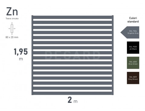Панель забора ORIZONT 45 H-1,95м L-2,00м RAL 7024