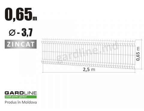 Panou gard bordurat zincat ЕСО Н-0,65m L-2,5m D-3,7mm