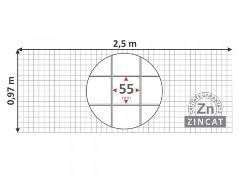 Plasă sudată zincată pentru gabion 55х55mm D-3,7mm 0,97х2,5mm 