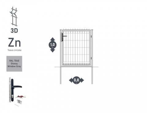 Калитка OPTIMA 3D H-1,0м L-0,82м RAL 7040