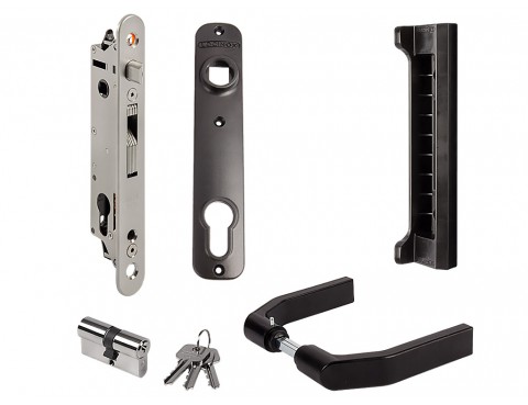 FORTYSET 40P GP – Set complet cu broască și plăcuță de închidere, destinat porților din oțel, aluminiu sau PVC