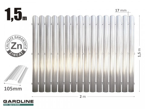 Gard din ștachet metalic zincat. Н-1,5m L-2m. S105x16