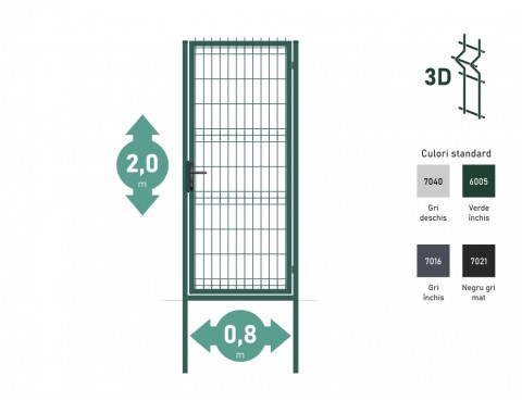 Portița OPTIMA 3D Н-2,0m L-0,8m