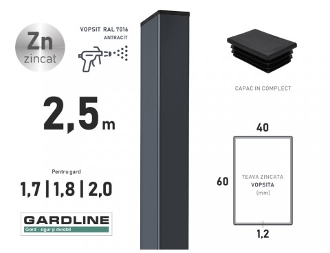 Столб оцинкованный 60х40x1,2мм L-2,5м RAL 7016