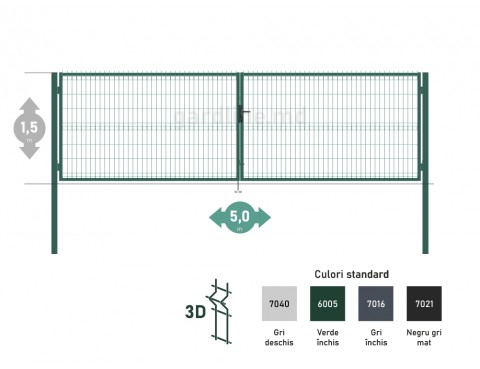 Poarta OPTIMA 3D H-1,5m L-5,0m (D100)