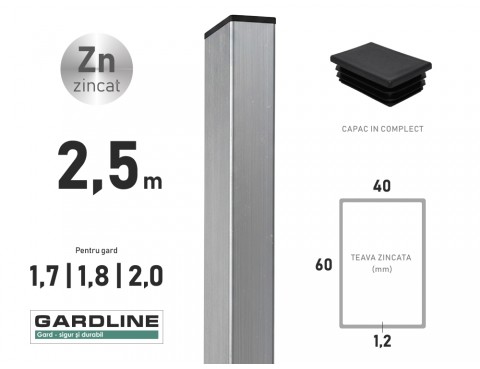 Stalp zincat 60x40x1,2mm L-2,5m