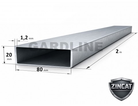 Țeavă profilată zincată 80×20×1,2mm L-2m
