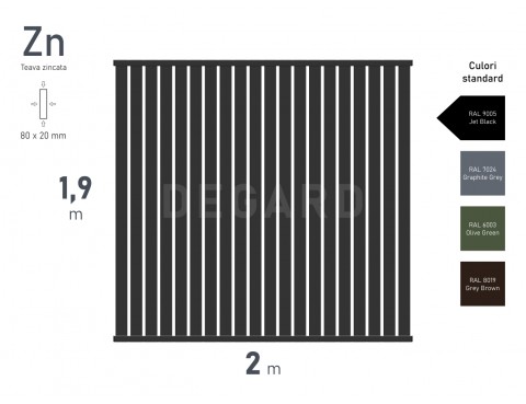 Panou gard VERTICAL H-1,90m L-2,00m RAL