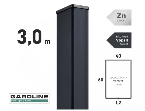 Столб оцинкованный 60х40x1,2мм L-3,0м RAL 7016