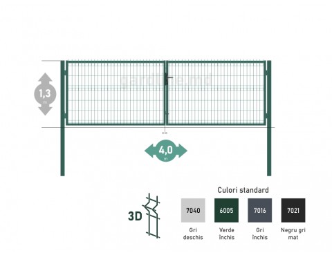 Poarta OPTIMA 3D H-1,3m L-4,0m (D100)
