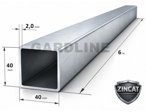 Țeavă profilată zincată 40×40×2,0mm