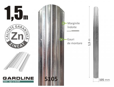 Ștacheta metalica zincată S105 H-1,5m