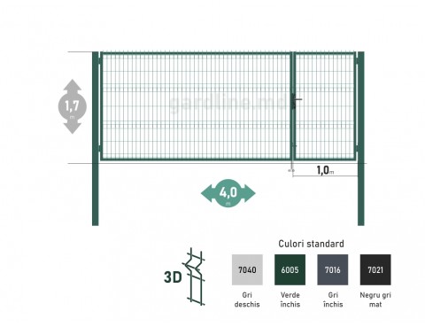 Poarta OPTIMA 3D H-1,7m L-4,0m (H100)
