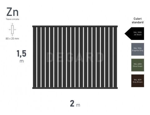 Panou gard VERTICAL H-1,50m L-2,00m RAL