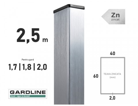 Столб оцинкованный 60x40x2,0мм L-2,5м