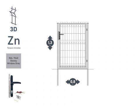 Калитка OPTIMA 3D H-1,3м L-0,82м RAL 7040