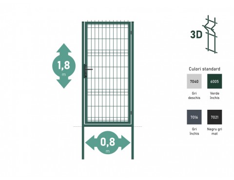 Portița OPTIMA 3D Н-1,8m L-0,8m