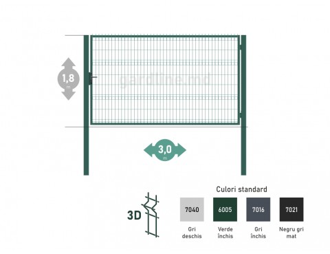 Poarta OPTIMA 3D H-1,8m L-3,0m (S100)