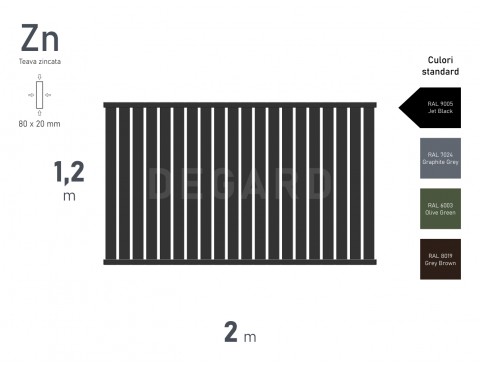 Panou gard VERTICAL H-1,20m L-2,00m RAL