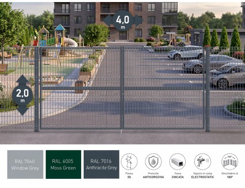 Poarta metalica batanta OPTIMA 3D H-2,0m L-4,0m