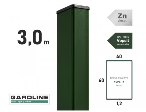 Столб оцинкованный 60х40x1,2мм L-3,0м RAL 6005