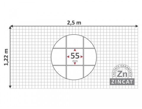 Plasă sudată zincată pentru gabion 55х55mm D-3,7mm 1,22х2,5mm 