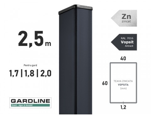 Столб оцинкованный 60х40x1,2мм L-2,5м RAL 7016