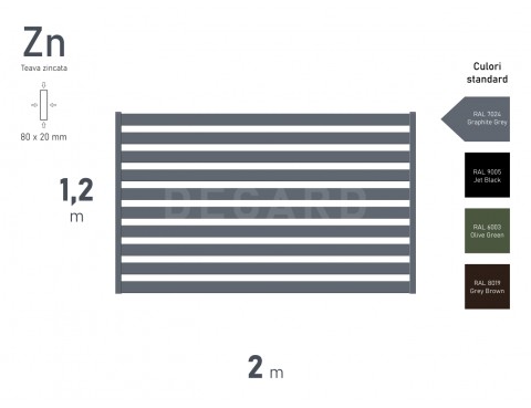 Панель забора ORIZONT 45 H-1,20м L-2,00м RAL 7024