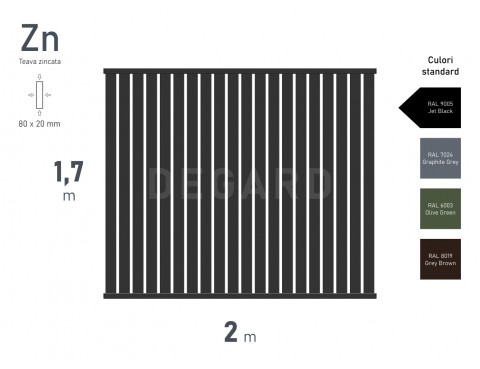Panou gard VERTICAL H-1,70m L-2,00m RAL