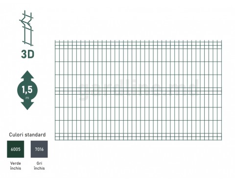 Panou gard bordurat zincat și vopsit SECURIT D-4,8 Н-1,5m L-2,5m RAL6005