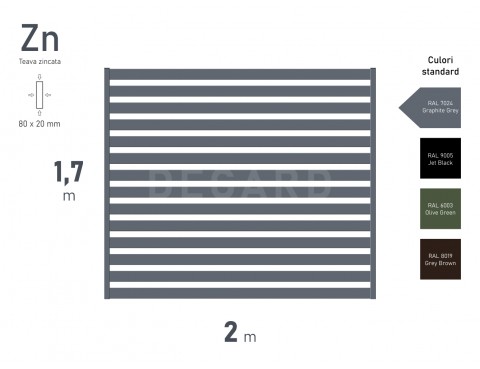 Панель забора ORIZONT 45 H-1,70м L-2,00м RAL 7024